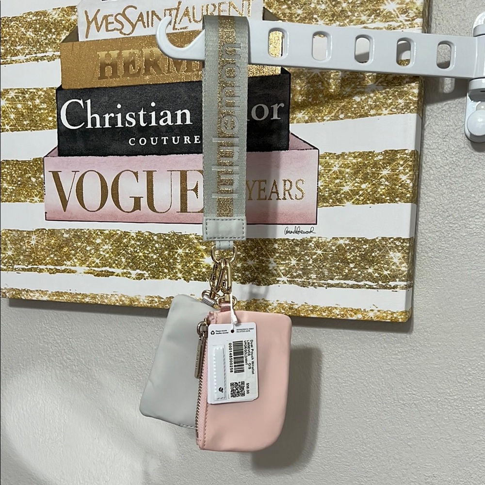Lululemon Pink and Gray Holiday Dual Pouch Wristlet NWT